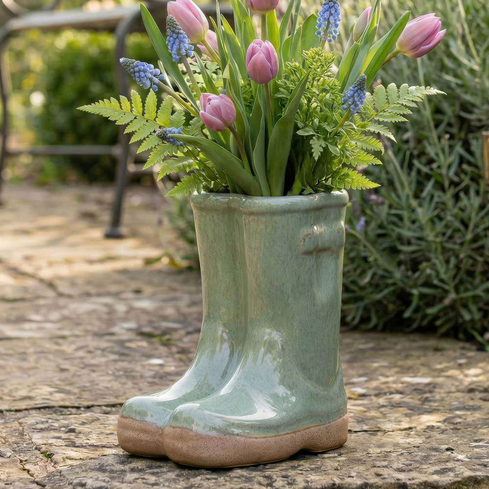 Dibor Green Double Wellington Planter 17cm Image 2