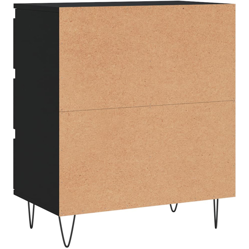 vidaXL 3 Drawer Black Wooden Sideboard with Metal Legs Image 8