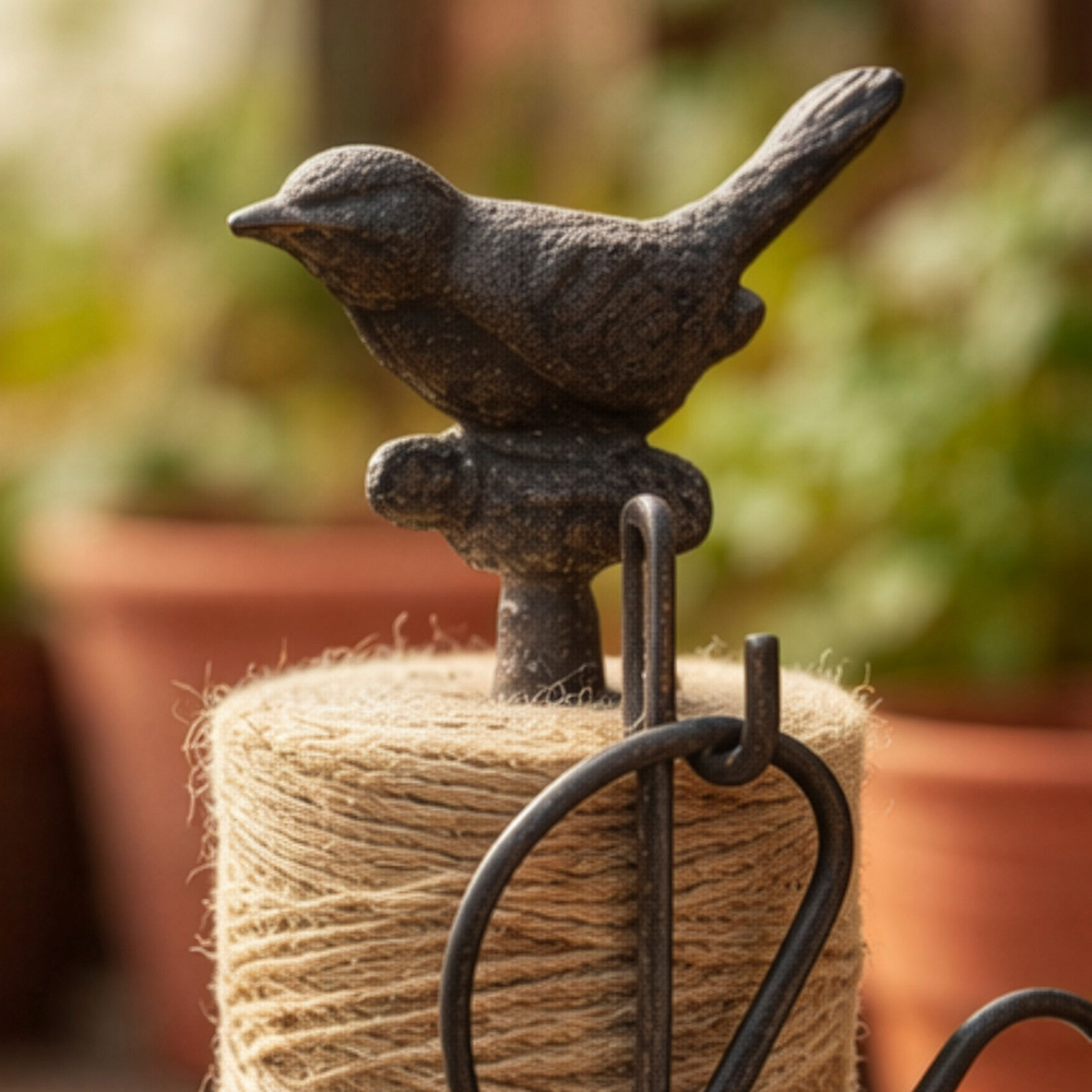 Dibor Vintage Cast Iron Perched Bird Garden String Twine Dispenser with Scissors Image 3