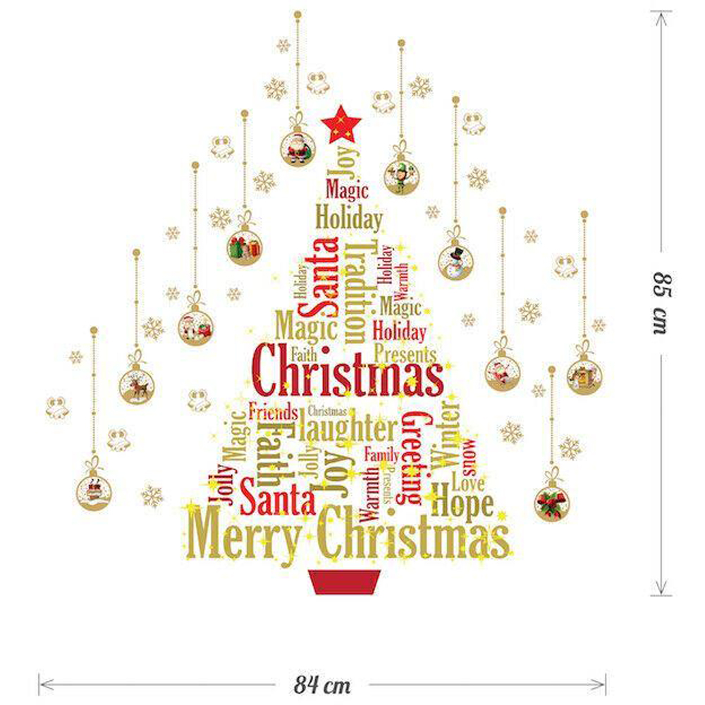 Walplus Quotes Christmas Tree with Gold Baubles Self Adhesive Glow in Dark Wall Sticker Image 4