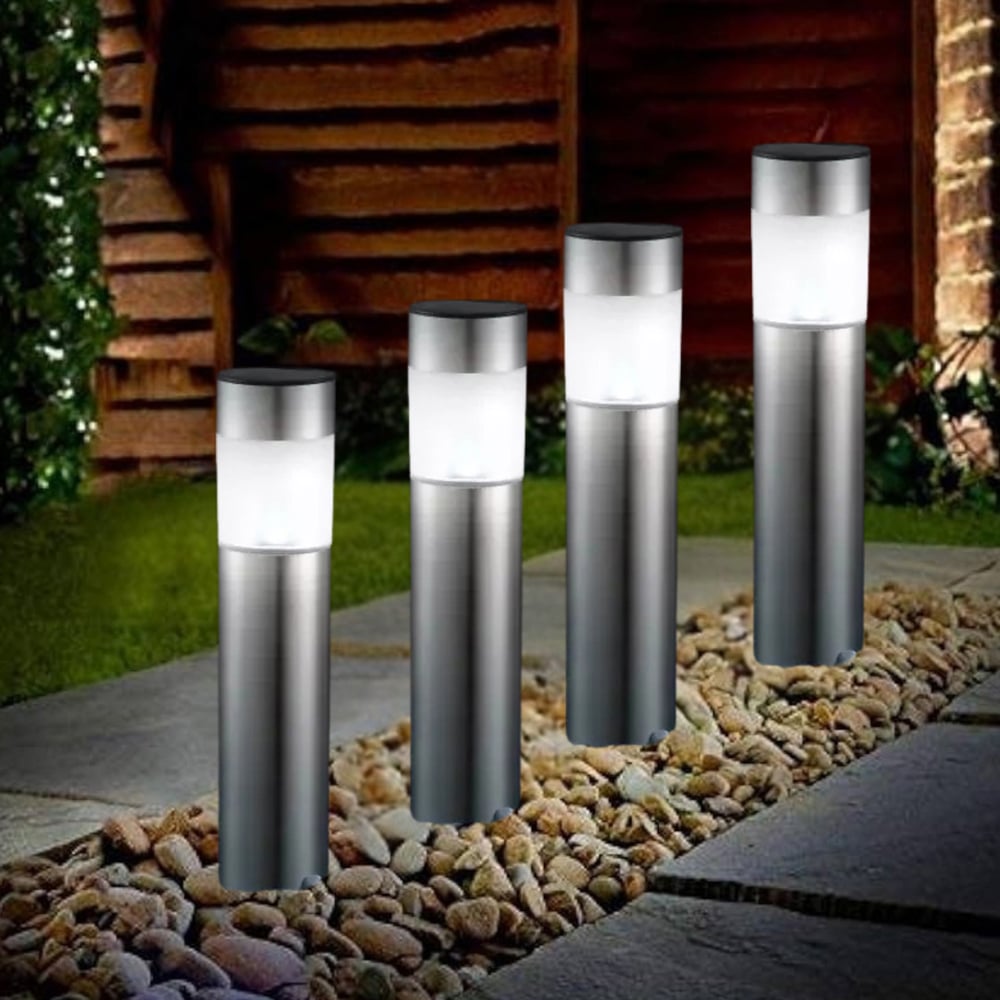 Garden Mile 4 Pack Bollard Solar LED Pathway Light Image 2