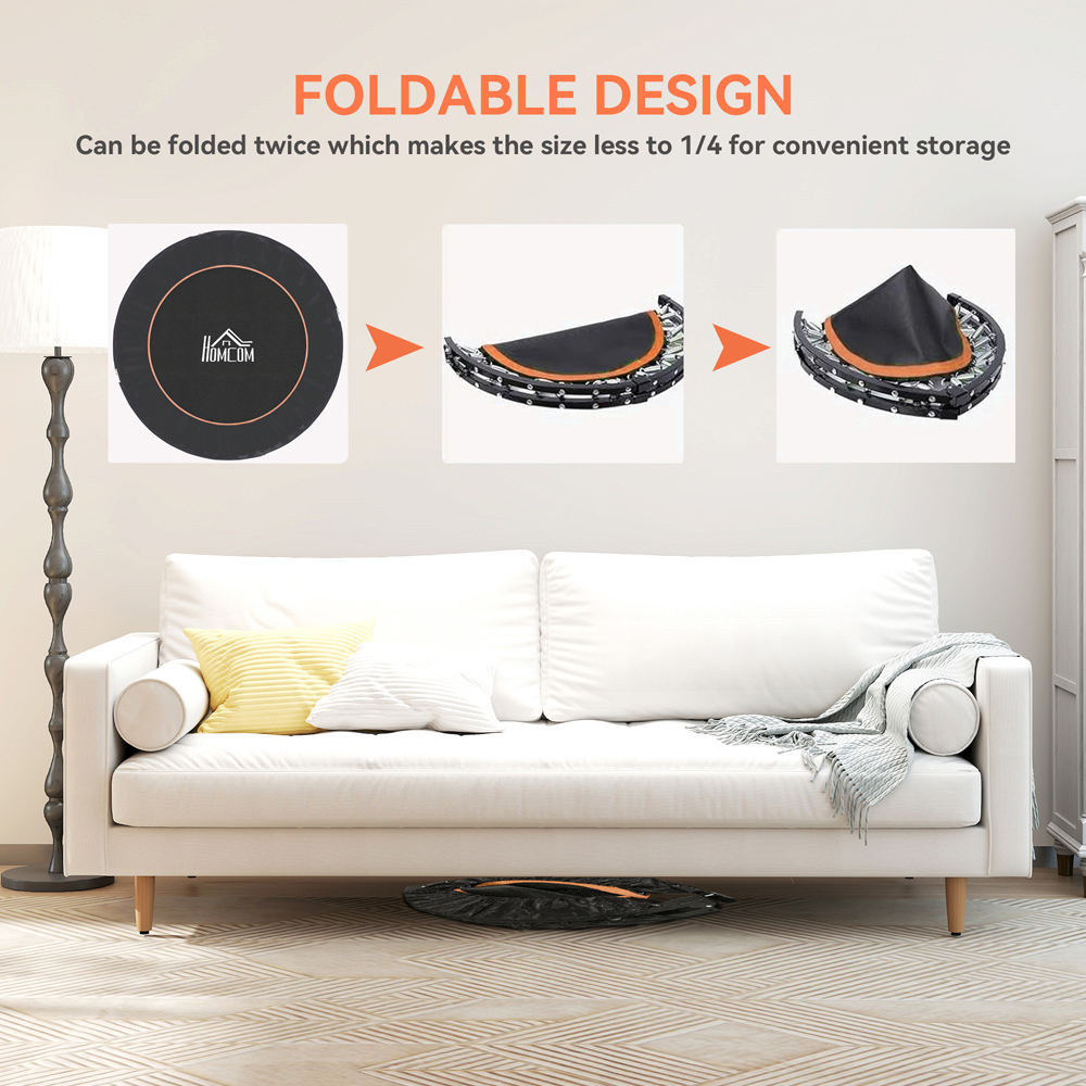 HOMCOM 4ft Orange Foldable Mini Trampoline with Adjustable Foam Handle Image 5