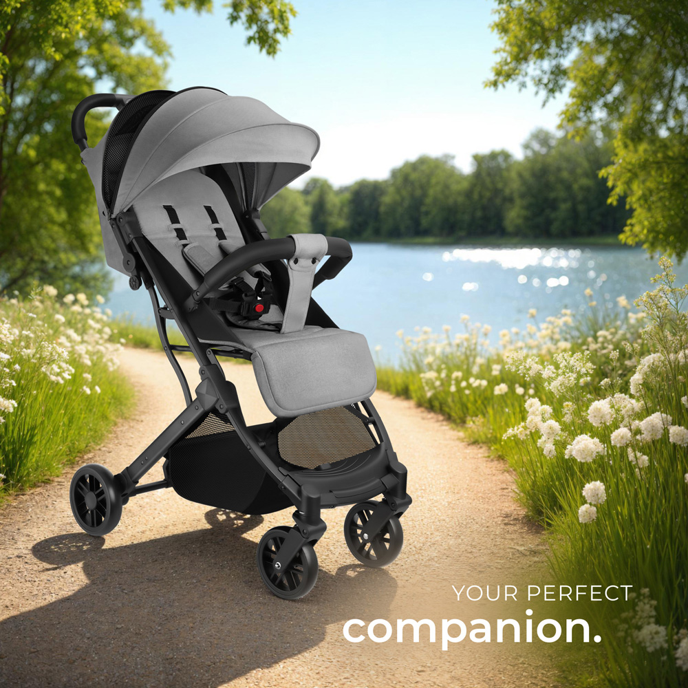 tectake Finn Grey Foldable Pushchair Stroller with 5 Point Harness Image 7