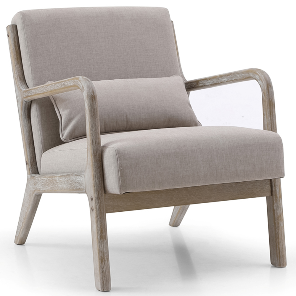 Otis Oatmeal Linen Light Frame Static Armchair with Bolster Cushion Image 3