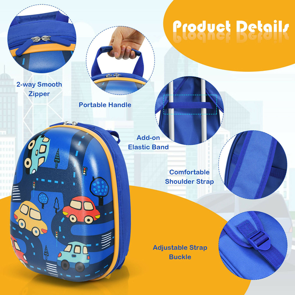 Costway Set of 2 Blue and Yellow Kids Luggage Set with Spinner Wheels Image 5