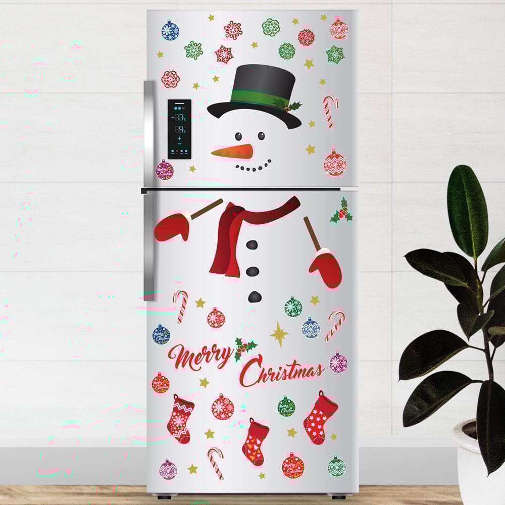 Walplus Merry Christmas with Happy Snowman Self Adhesive Wall Stickers 68 Piece Image 2