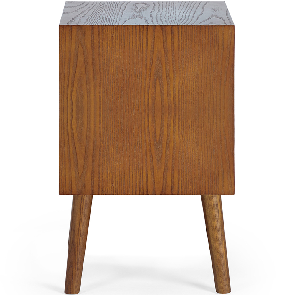 Julian Bowen Lowry 2 Drawer Cherry Ash Wood Bedside Table Image 4