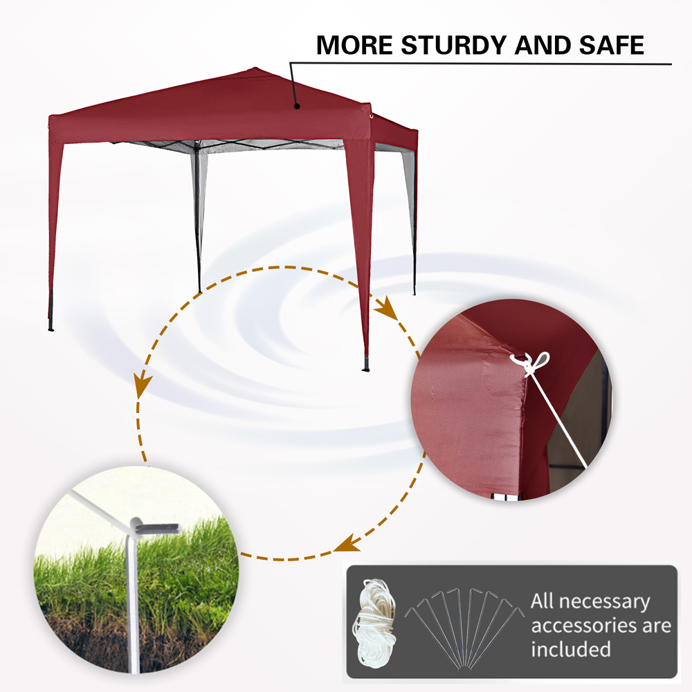 Red 2 x 2m Pop Up Outdoor Gazebo Image 7