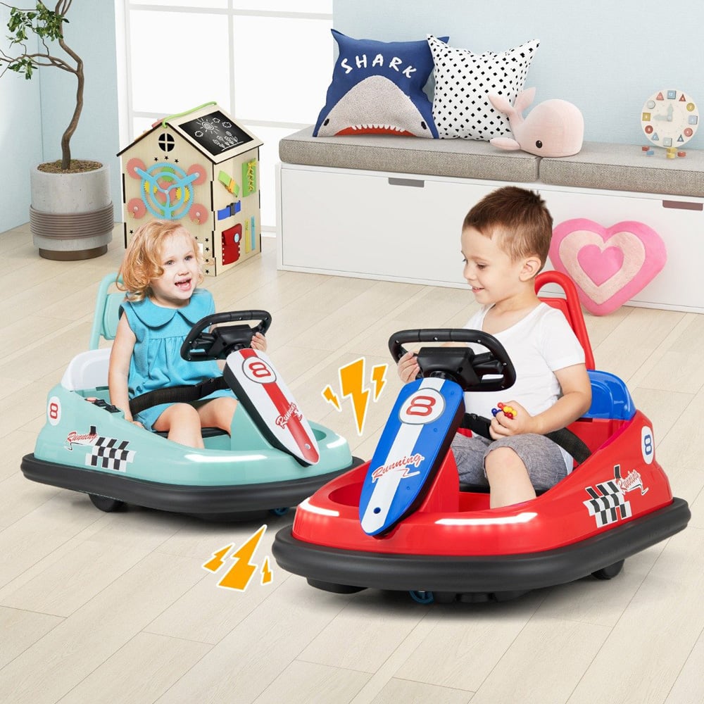 Costway Kids Green Electric Ride On Bumper Car with Spin and Dual Motors 6V Image 2