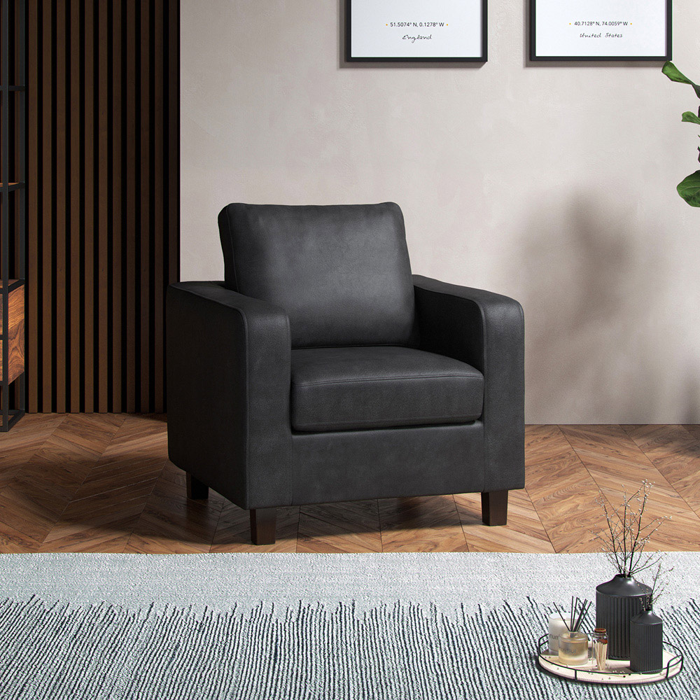 York 5 Seater Black Faux Leather Sofa Suite Image 7