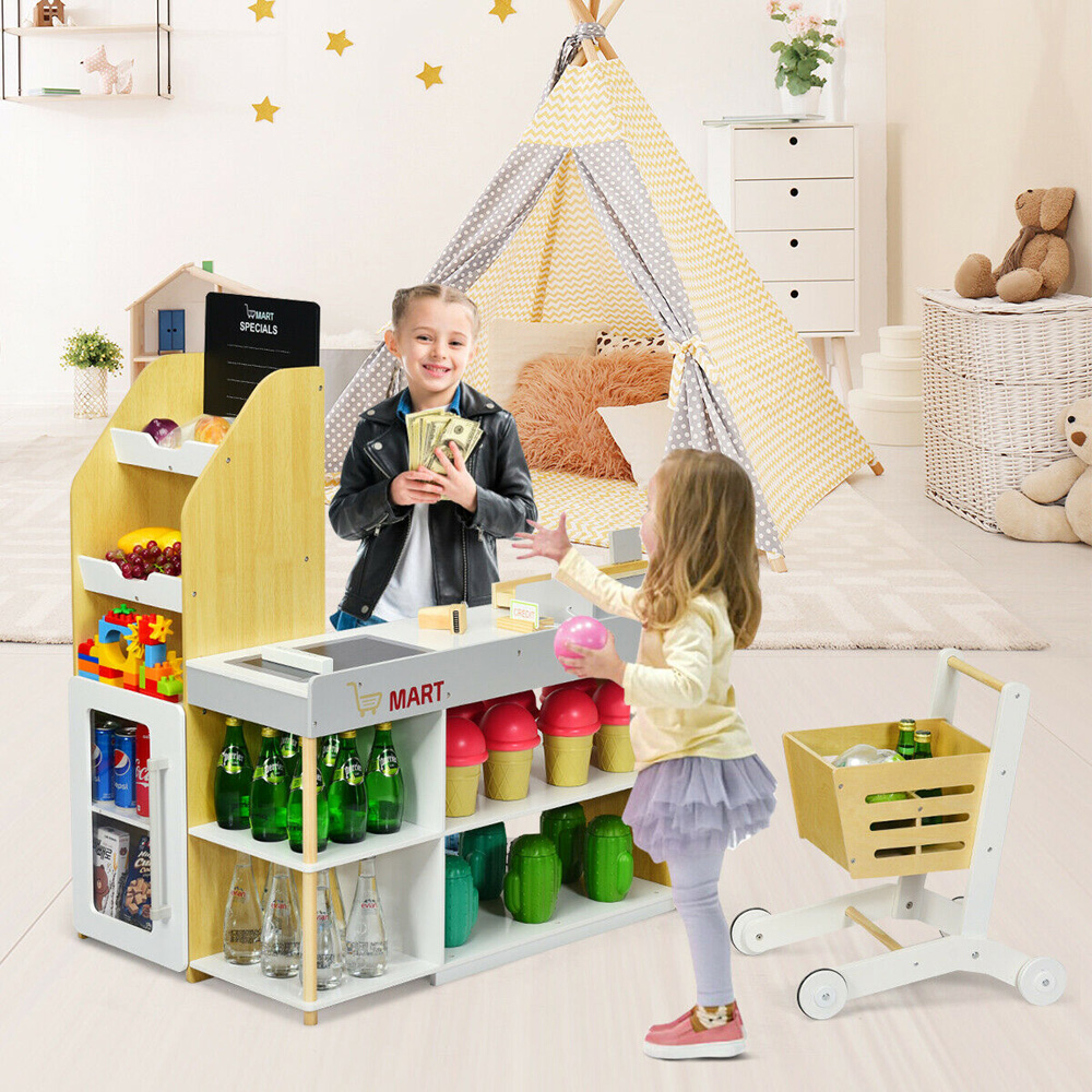 Costway Supermarket Toddler Play Set with Shopping Cart Image 6
