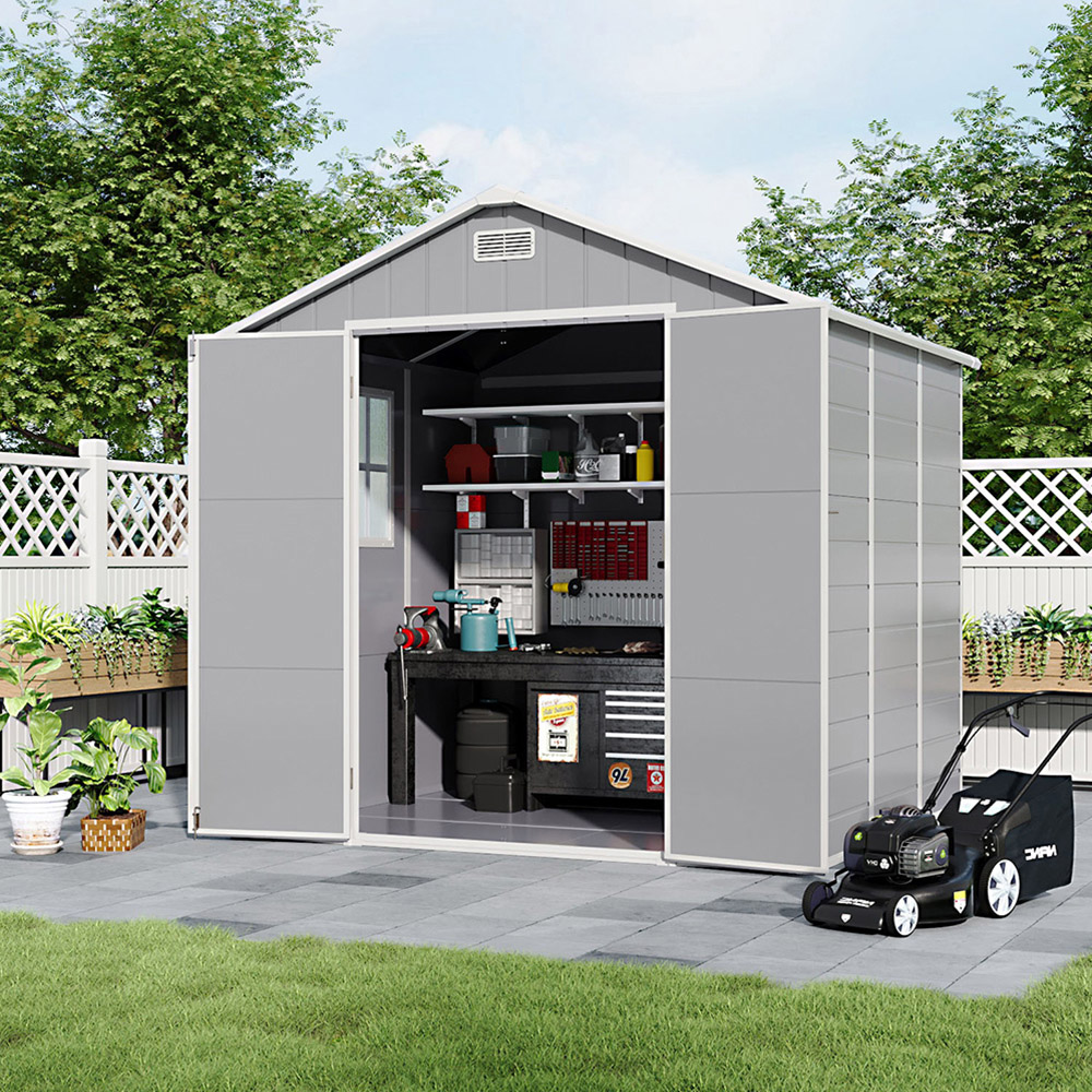 Living and Home 8 x 4ft Grey Waterproof Outdoor Storage Shed Image 8