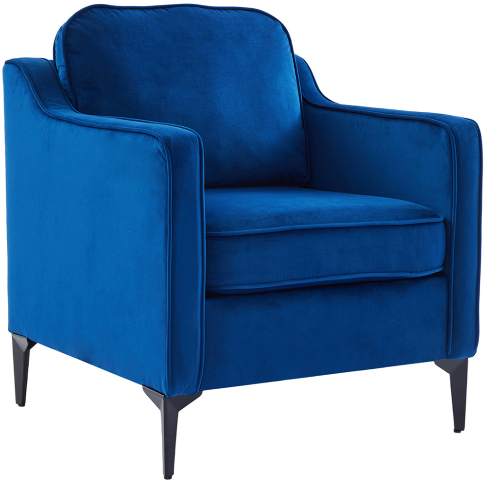 Living and Home Blue Linen Sofa Chair Image 2