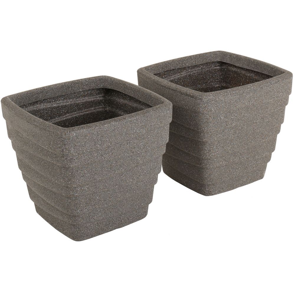 Charles Bentley Trojan Granite Effect Square Planter 2 Pack Image 1
