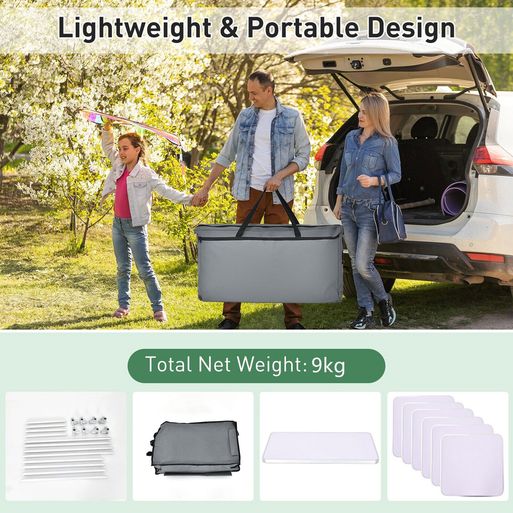 Costway Grey Portable Camping Cooking Table with Storage Image 5