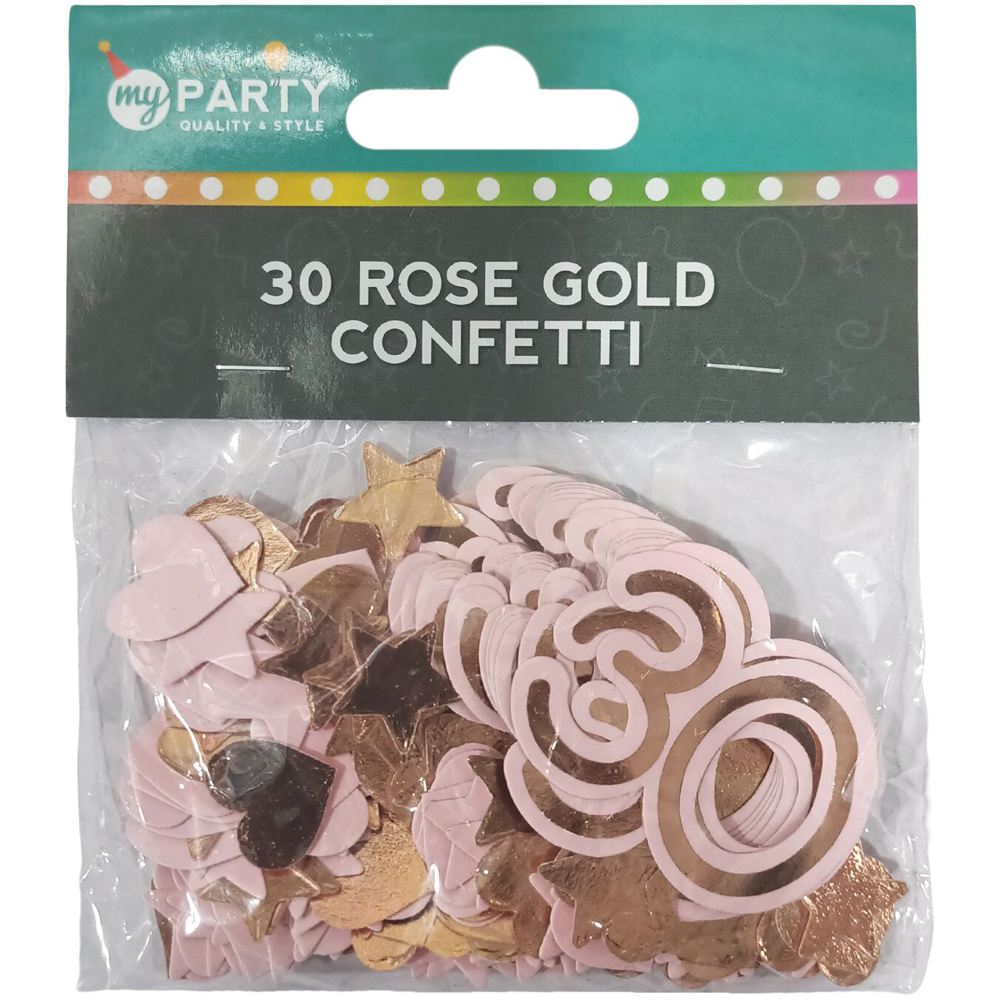 My Party Birthday Number Rose Gold Paper Confetti - 30 Image