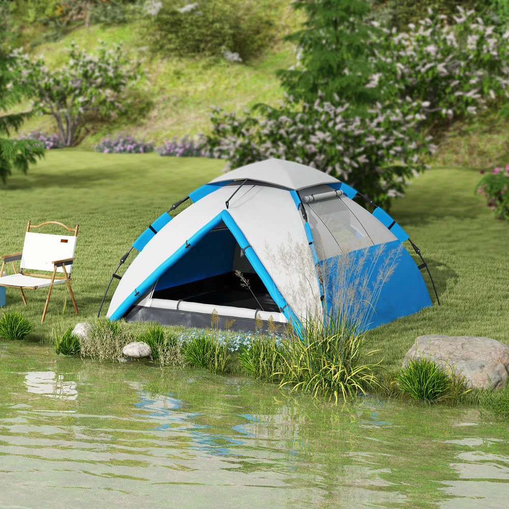 Outsunny 3-4 Person Waterproof Camping Tent Dark Blue Image 2