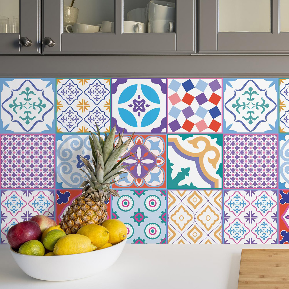 Walplus Classic Moroccan Colourful Mixed 1 Tile Sticker 24 Pack Image 5