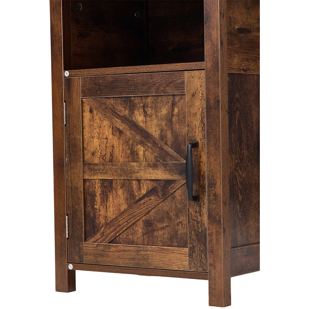 Living and Home Single Door Single Shelf Brown Bedside Table Image 4