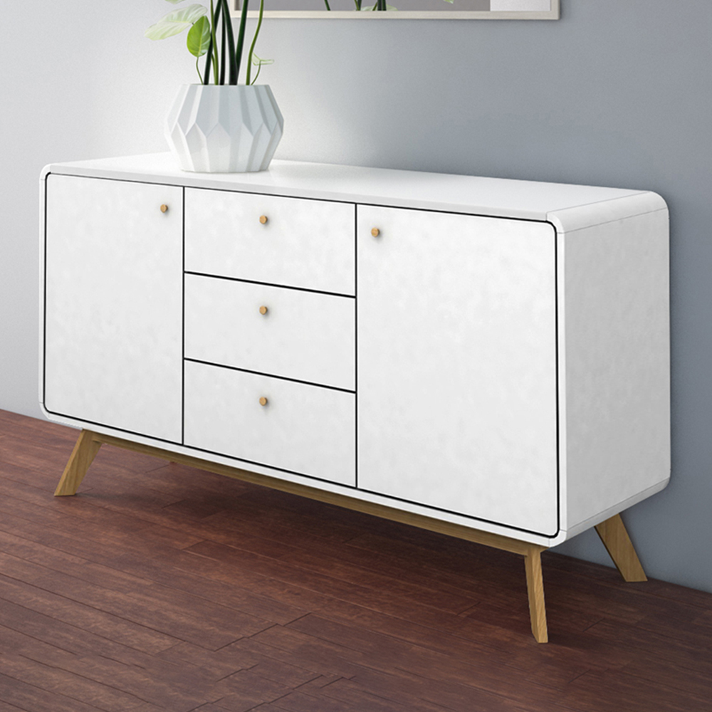 Loft24 Cassie 2 Door 3 Drawer White Sideboard Image 1