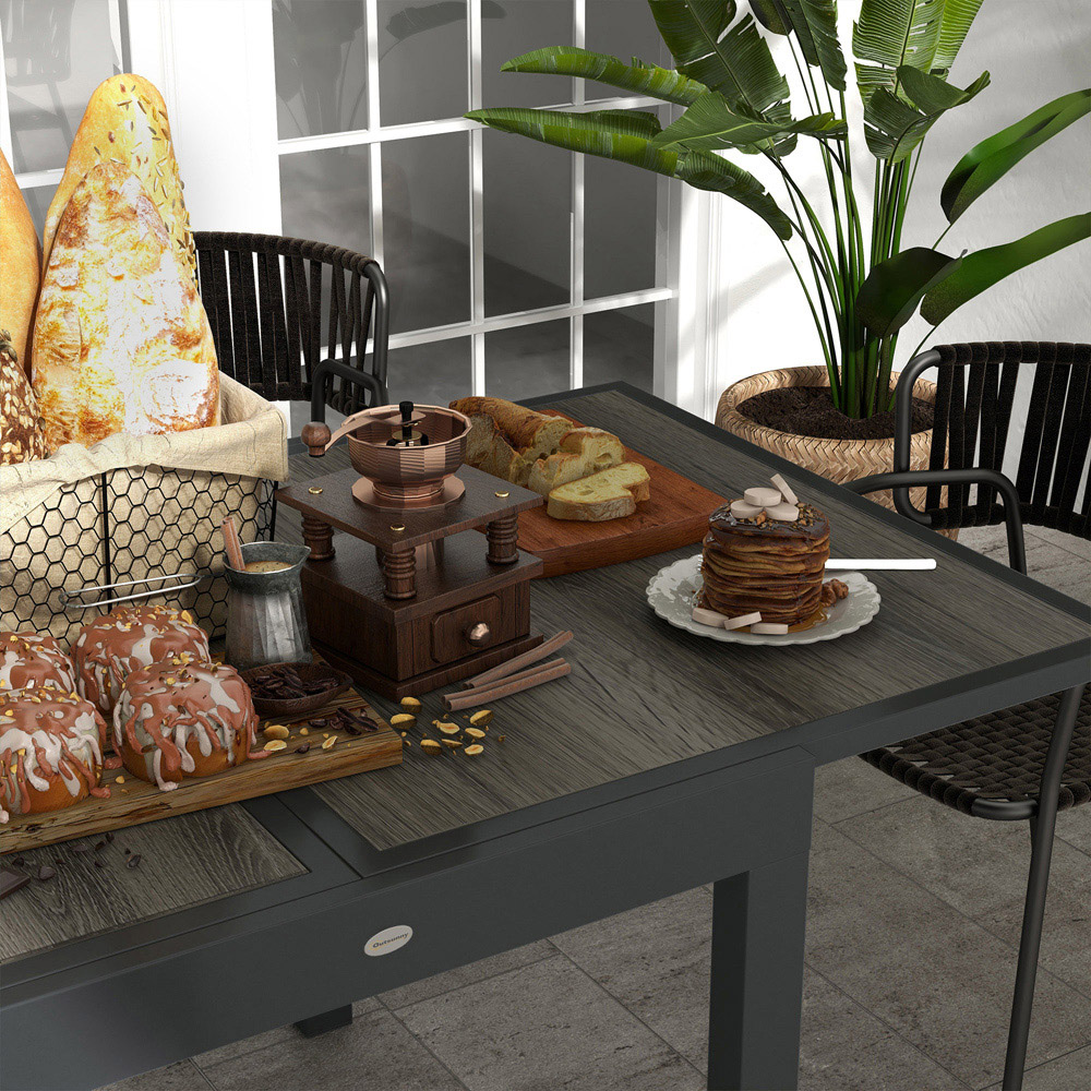 Outsunny 6 Seater Aluminium Extending Garden Dining Table Image 3