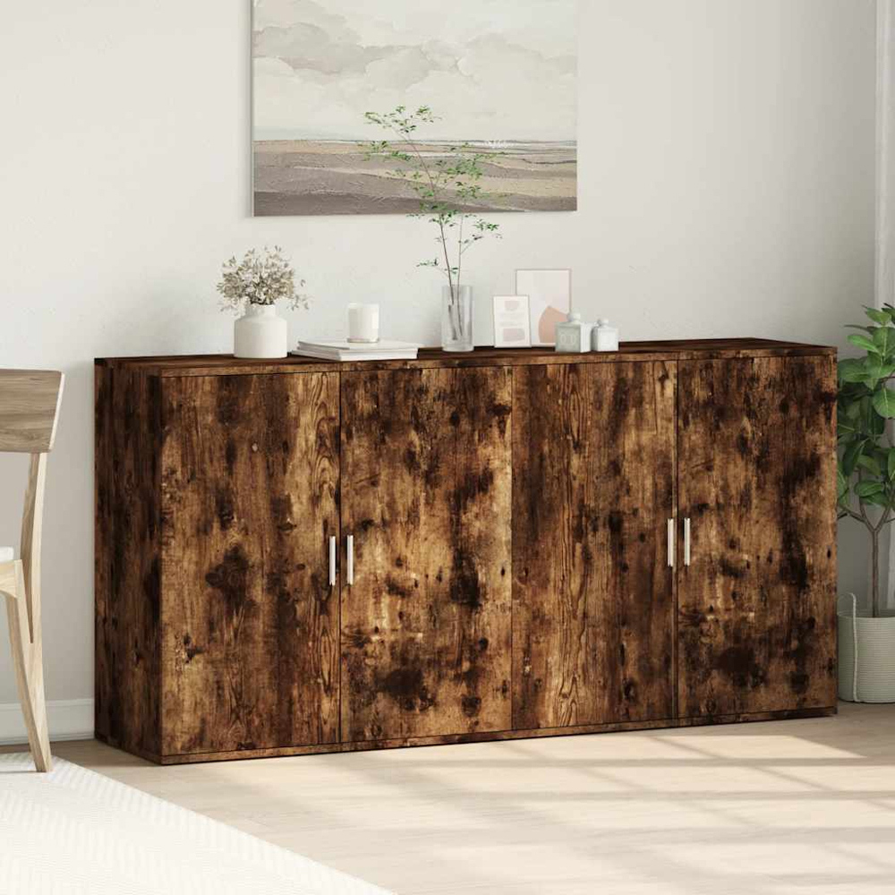 vidaXL 4 Door Smoked Oak Sideboard Set of 2 Image 8