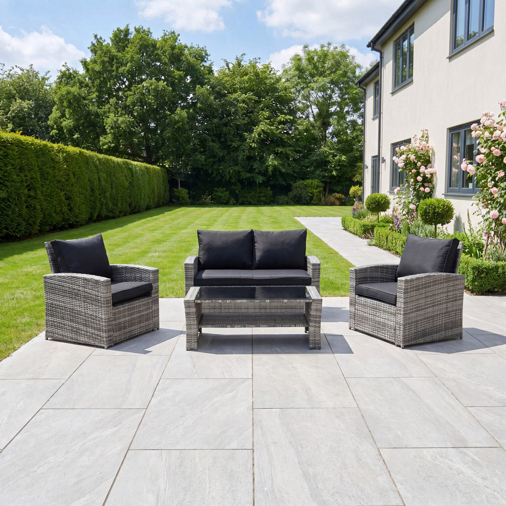 Artemis Home Pallini 4 Seater Black and Grey Rattan Patio Set Image 5