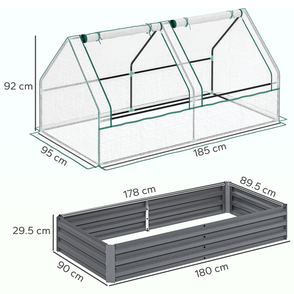 Outsunny White and Dark Grey 6 x 3.1ft Raised Garden Bed with Greenhouse Image 8