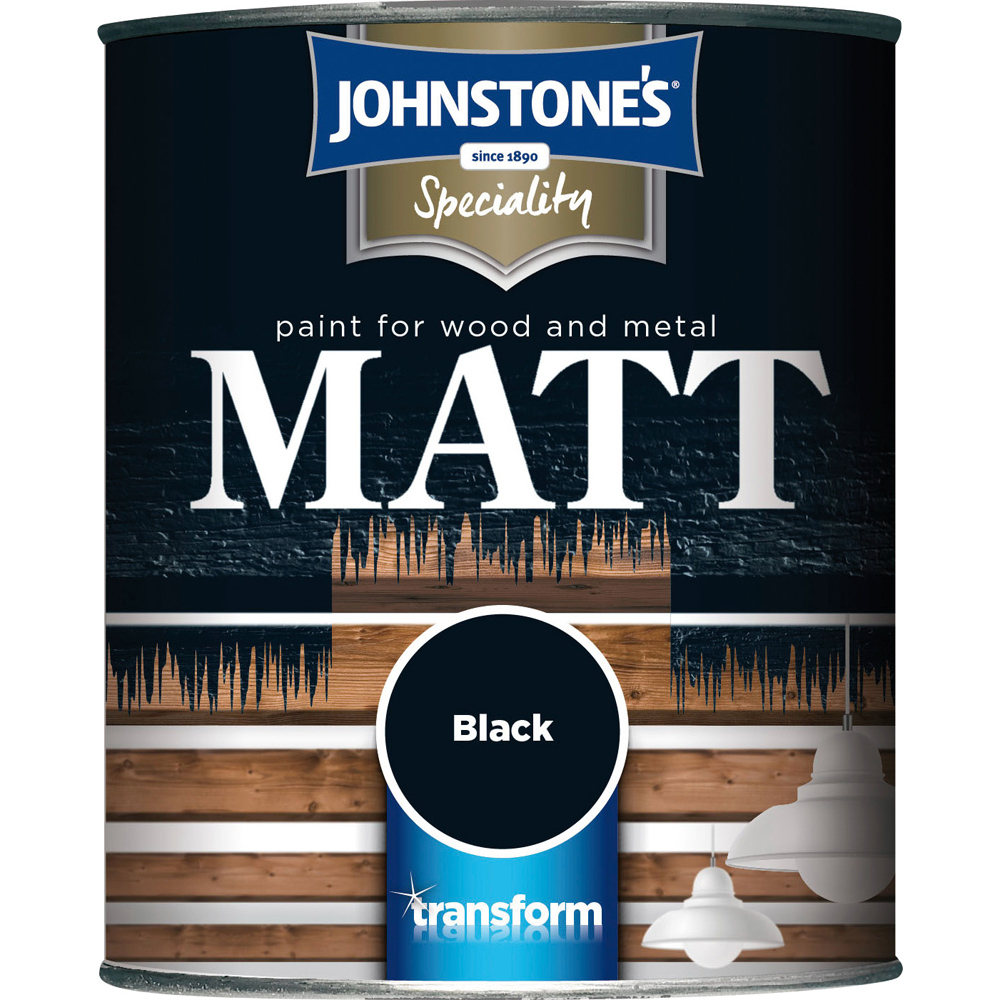 Johnstone's Wood and Metal Black Matt Paint 750ml Image 2