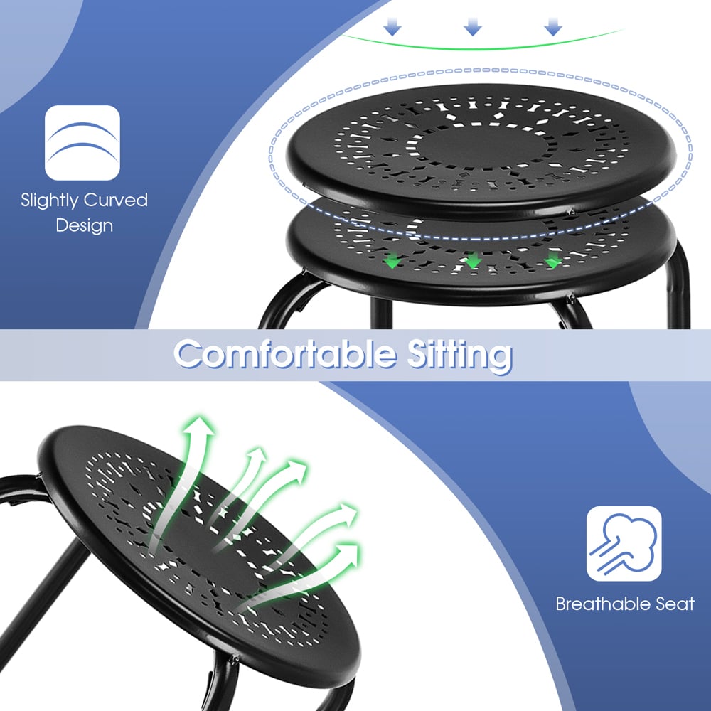 Costway Black Set of 6 Round Metal Stool Image 7
