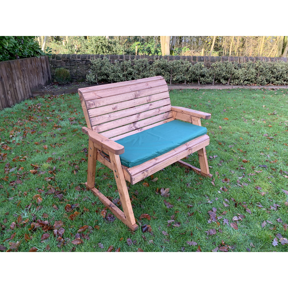 Charles Taylor 2 Seater Rocker Bench with Green Cushions Image 2