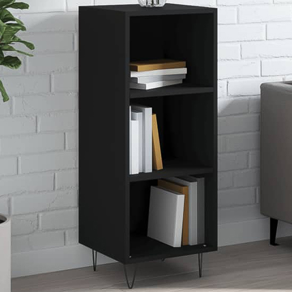vidaXL 3 Shelf Black Wooden Sideboard Image 1