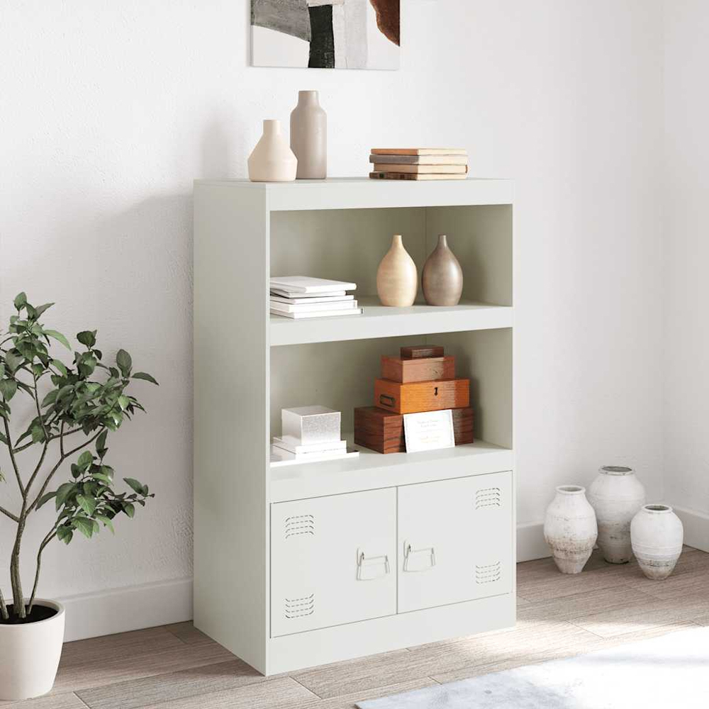 vidaXL 2 Door 2 Shelf White Seel Sideboard Image 3