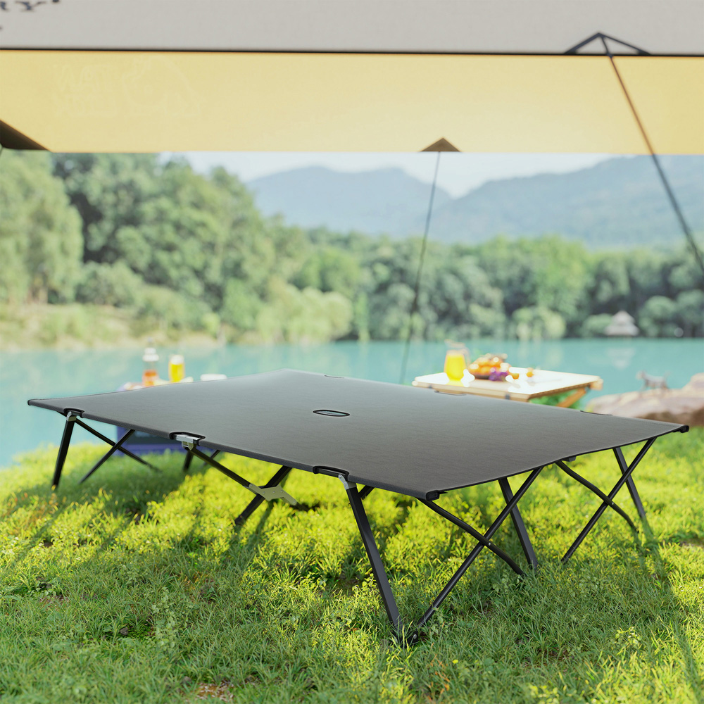 Outsunny Double Charcoal Grey Portable Camping Cot Image 9