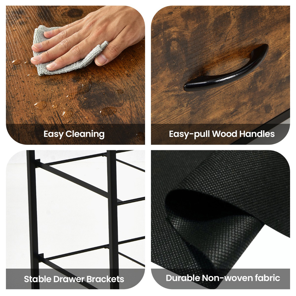 Costway 4 Drawer Single Shelf Brown Steel Floor Storage Cabinet Image 7