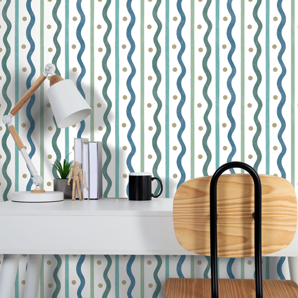 Arthouse Squiggle Stripe Blue Green Wallpaper Image 5