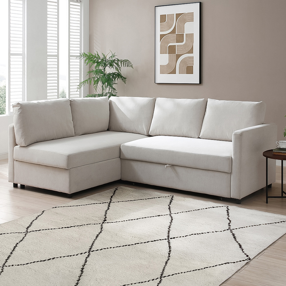 Clare 4 Seater Natural Corner Sofa Bed Image 1