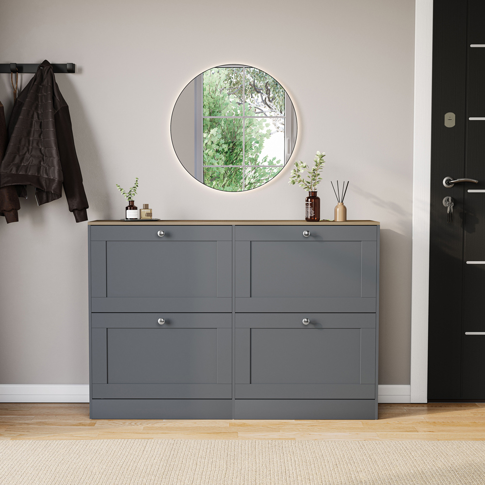 VIDA DESIGNS 4 Drawer Grey and Oak Effect Shoe Cabinet Image 3