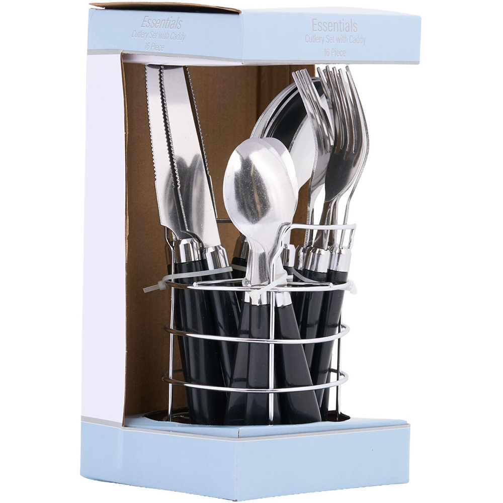 Essentials 16 Piece Cutlery Set with Caddy Chrome Image 2
