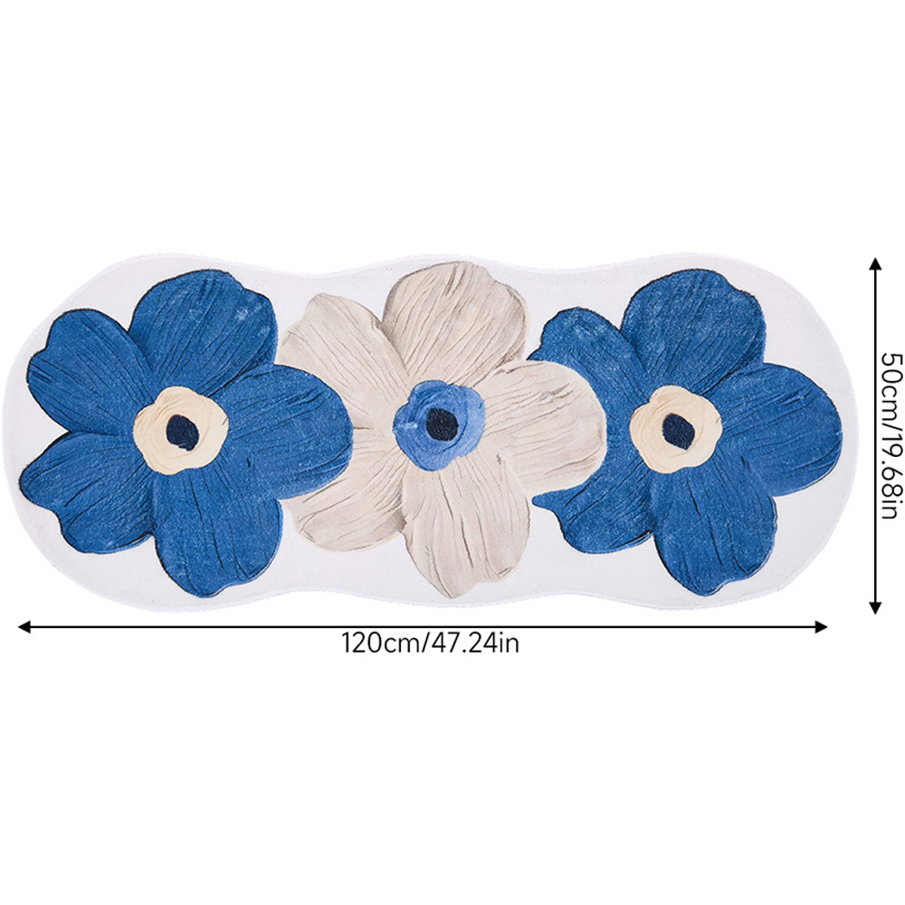Living and Home Blue Irregular Floral Non-Slip Runner Rug 120 x 50cm Image 8