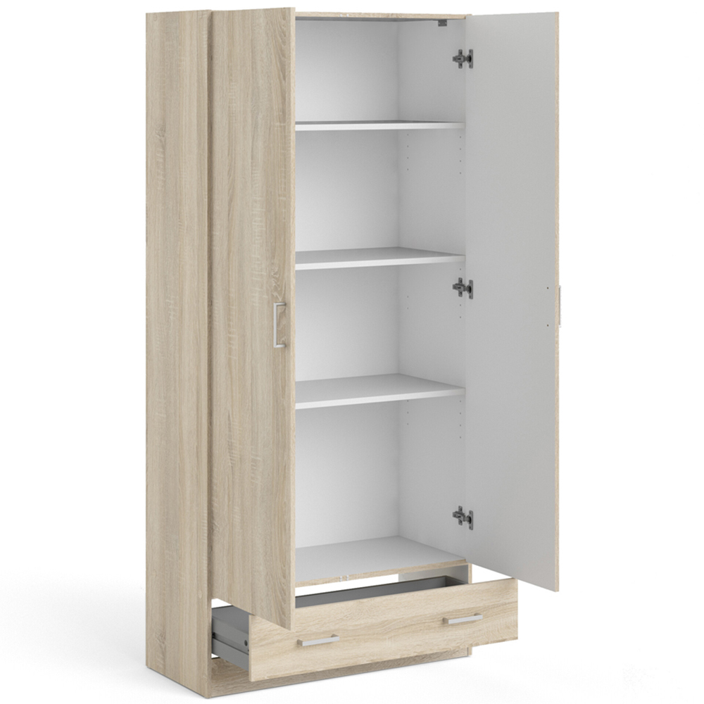 Florence Space Single Drawer 2 Door Oak Wardrobe Image 4