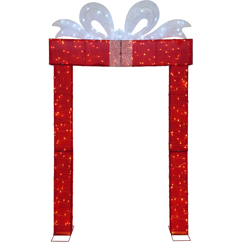 9ft LED Christmas Present Arch Red Image 1
