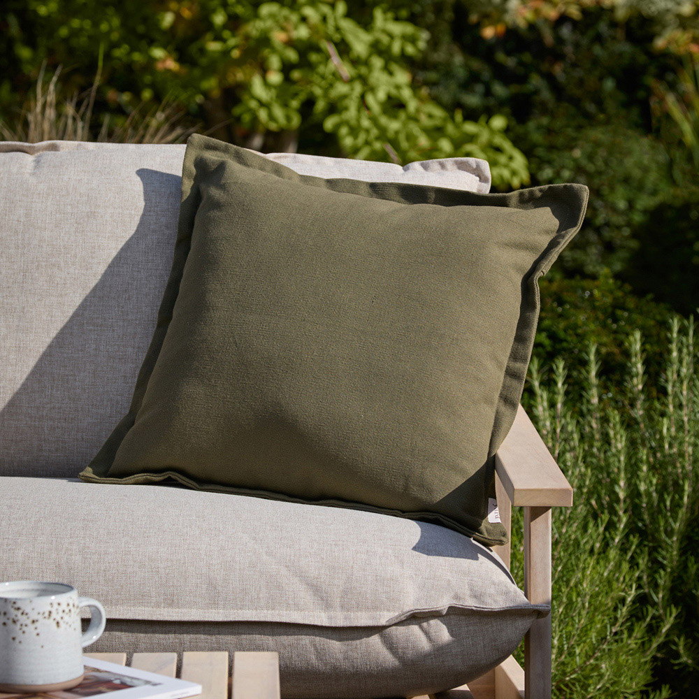 Yard Holmfirth Green Plain Cotton Canvas Cushion 45 x 45cm Image 2