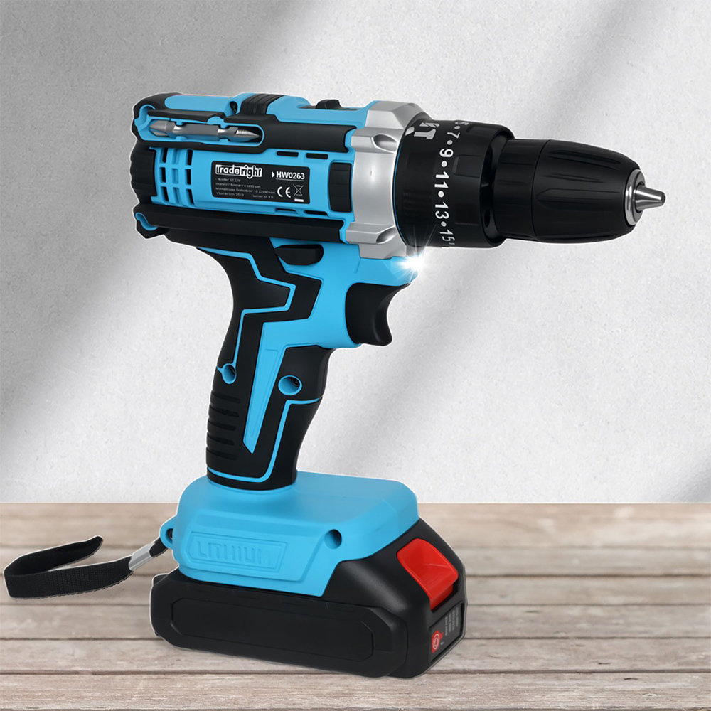 Traderight HW0262 21V Cordless Electric Combi Drill Driver with Battery and Accessories Image 2
