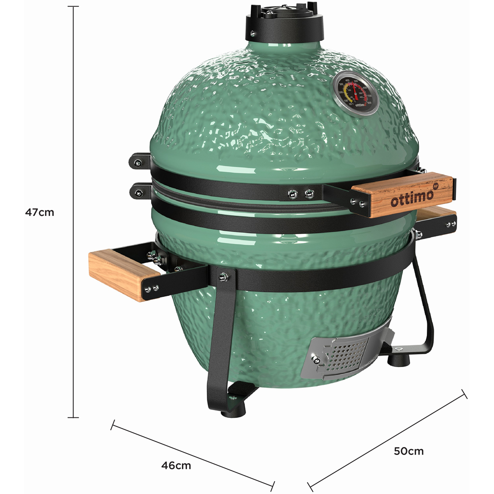 Ottimo Searsmith Green Ceramic Kamado BBQ with Bamboo Handle 13 inch Image 9