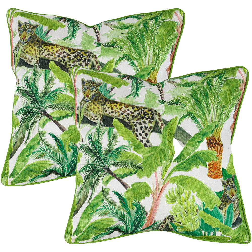 Streetwize Green Leopard Jungle Outdoor Scatter Cushion 4 Pack Image 1