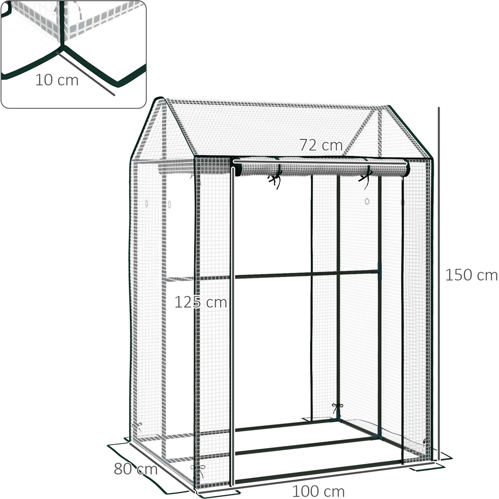 Outsunny 5 x 3.2ft Portable Walk-in Greenhouse with 2 Roll Up Door and Vent Holes Image 9