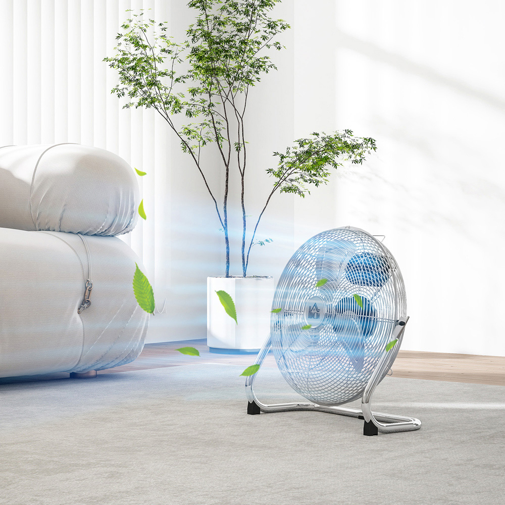 HOMCOM Silver Metal Electric Table Fan 16 inch Image 3