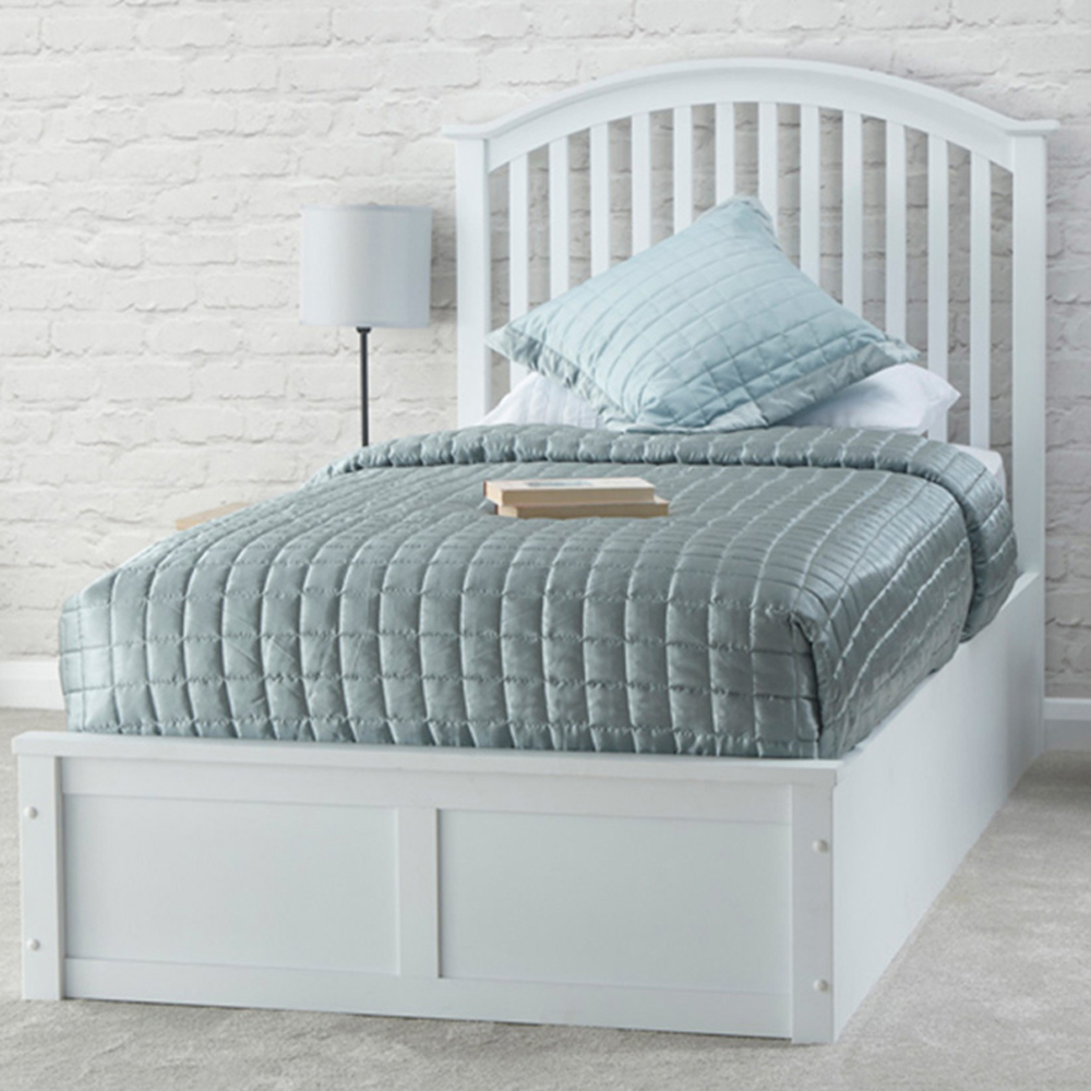 GFW Madrid Single White Wooden Ottoman Bed Image 1