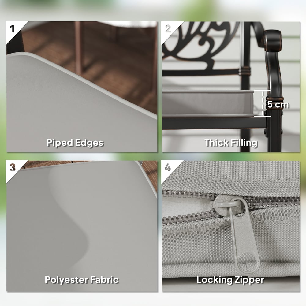 Outsunny Light Grey Garden Chair Cushion 45 x 45cm Image 7